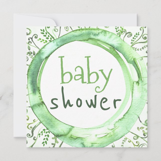 Gender Neutral Baby Shower Greenery Watercolor Invitation (Front)