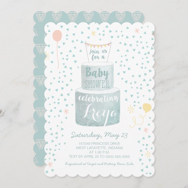 Gender Neutral Baby Shower Invitation - Baby Cakes (Front/Back)