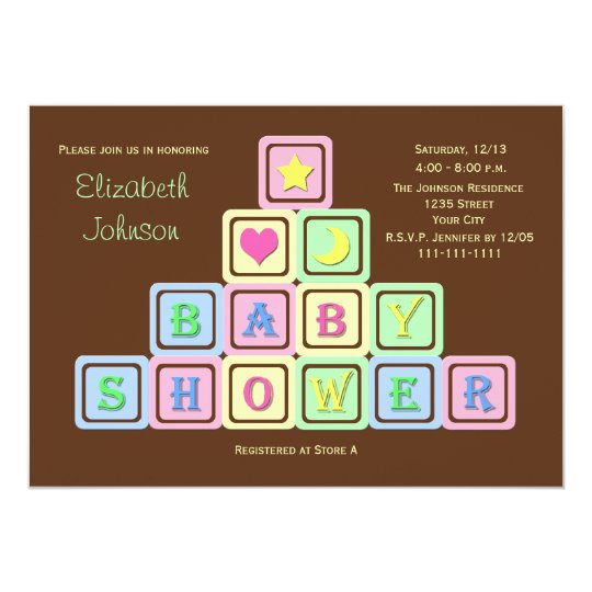 Gender Neutral Baby Shower Invitation Blocks