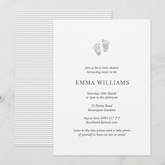Gender Neutral Baby Shower Invitation Footprint