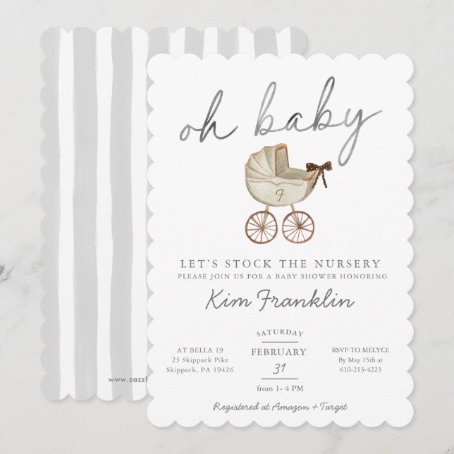 Gender Neutral Baby Shower Invitation Oh Baby (Front/Back)