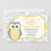 gender neutral baby shower invitation yellow gray (Front)