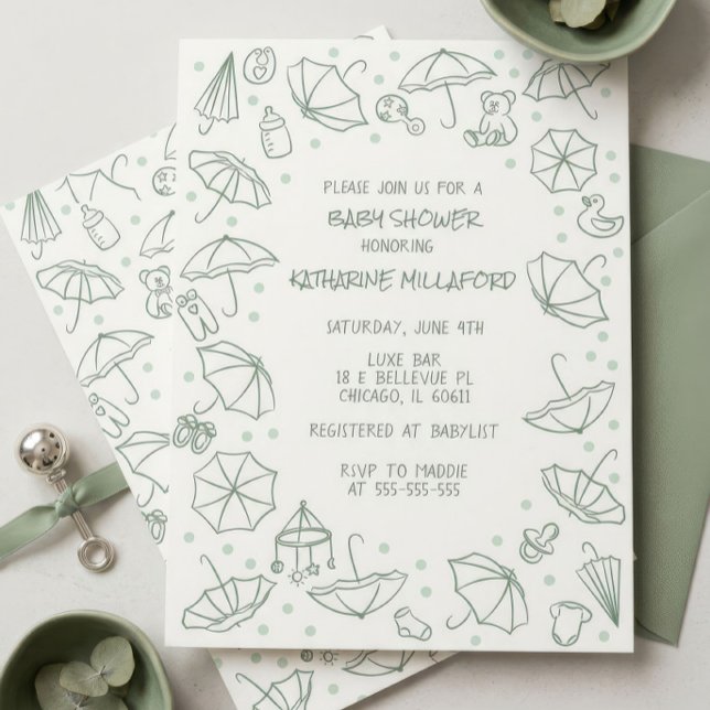 Gender Neutral Baby Shower Invitations | Umbrella  (Creator Uploaded)