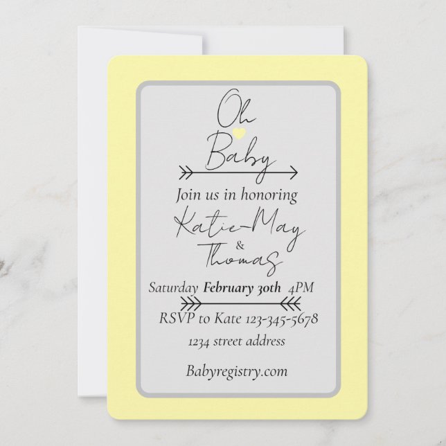 Gender Neutral baby shower invite (Front)