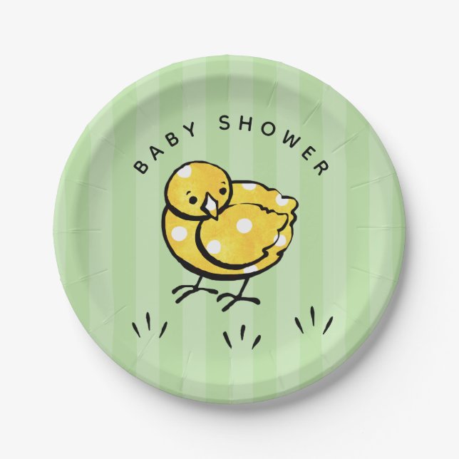 Gender Neutral Baby Shower Little Yellow Chick Paper Plates (Front)