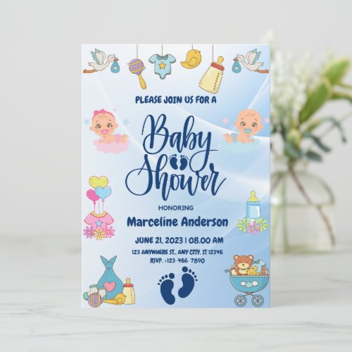 Gender Neutral Baby Shower Minimalist Typography Invitation