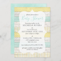 Gender Neutral Baby Shower Mint Yellow Rustic Wood