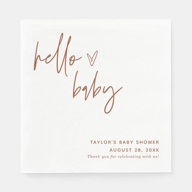 Gender Neutral Baby Shower Paper Napkin Terracotta (Front)