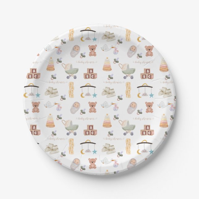 Gender Neutral Baby Shower  Paper Plates (Front)