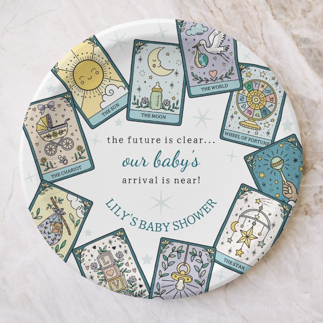 Gender Neutral Baby Shower Tarot Cards Paper Plates (Creator Uploaded)