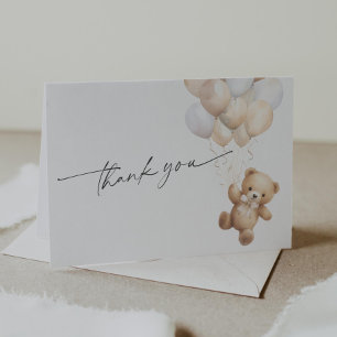 Gender Neutral Baby Shower Teddy Bear Themed Letterpress Thank You Card