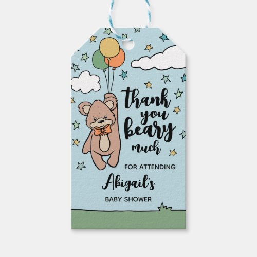 Gender Neutral Baby Shower Thank You Beary Much Gift Tags