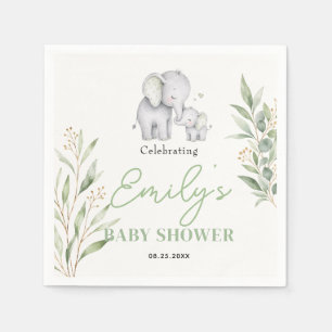 Gender Neutral Baby Shower Watercolor Elephant Napkins