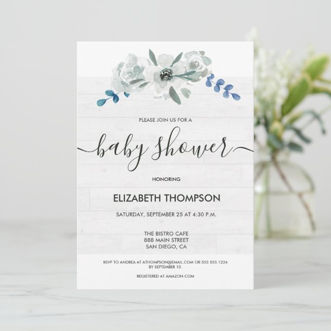 Gender Neutral Baby shower Watercolor floral Wood  (Standing Front)