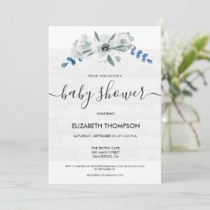 Gender Neutral Baby shower Watercolor floral Wood