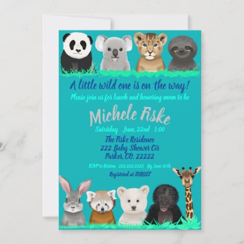 Gender neutral baby shower with baby animals invitation