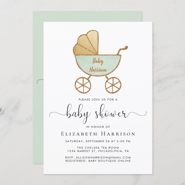 Gender Neutral Baby Shower With Virtual Option Invitation (Front/Back)