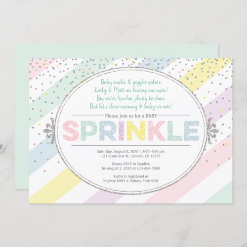 gender neutral baby sprinkle invitation multicolor