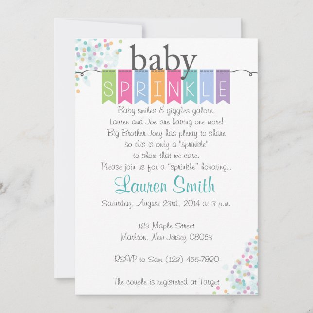 Gender Neutral Baby Sprinkle Invitations (Front)