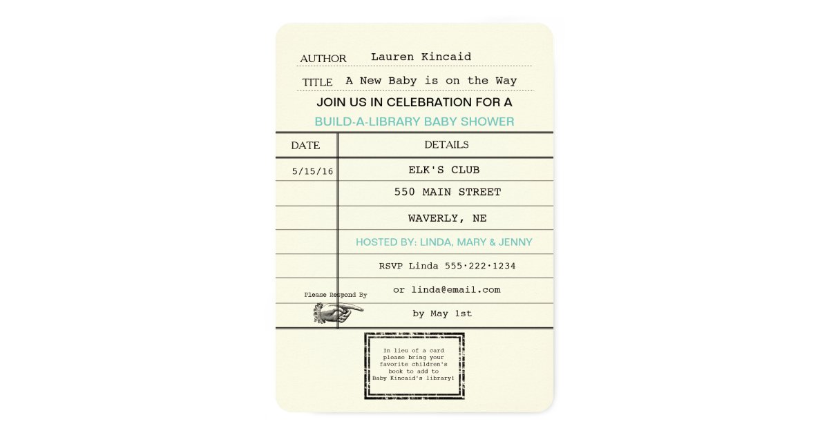 Gender Neutral Baby Vintage Library Card Shower Zazzle Com