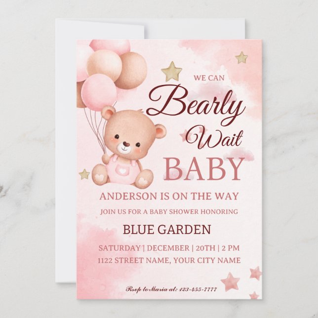 Gender Neutral Baby We Can Bearly Wait Baby Shower Invitation (Front)