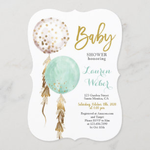 Gender Neutral Balloons Baby Shower Invitation
