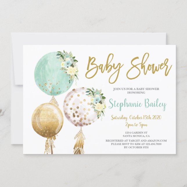Gender Neutral balloons Baby Shower Invitation (Front)