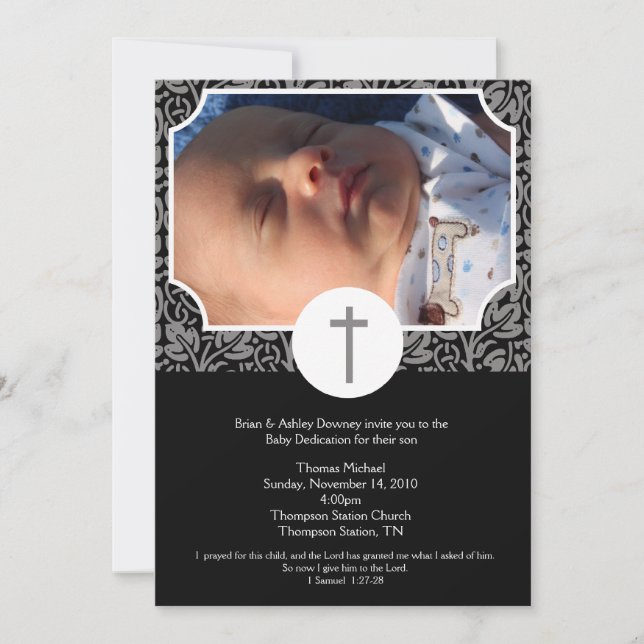 Gender Neutral Baptism / Baby Dedication 5x7 photo Invitation (Front)