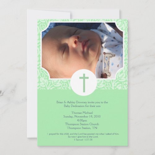 Gender Neutral Baptism  Baby Dedication 5x7 photo Invitation