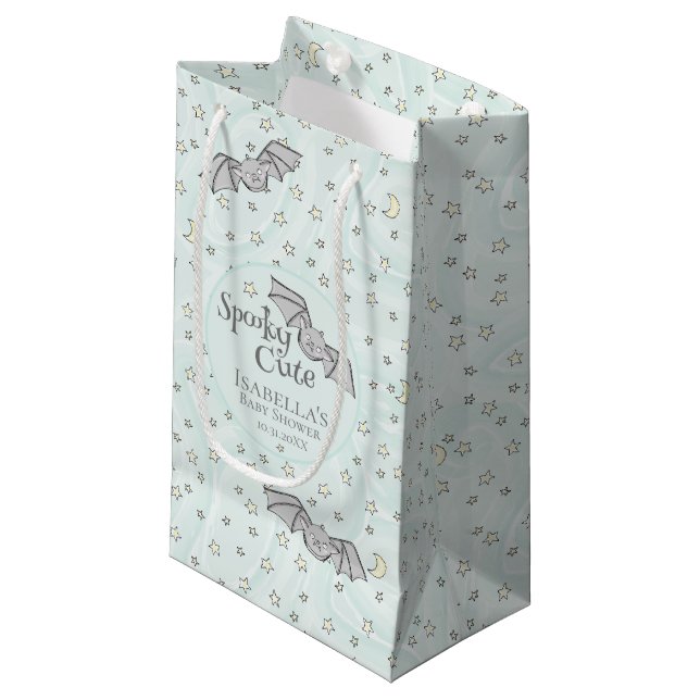 Gender Neutral Bats Spooky Cute Baby Shower Small Gift Bag (Front Angled)