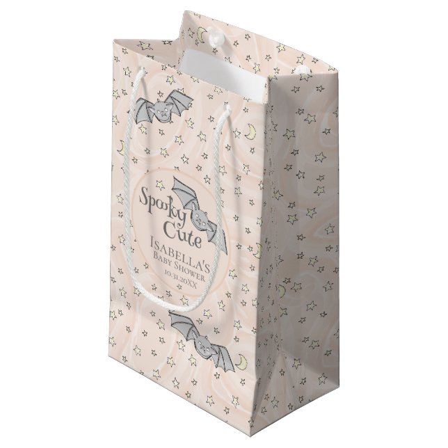 Gender Neutral Bats Spooky Cute Baby Shower Small Gift Bag (Front Angled)