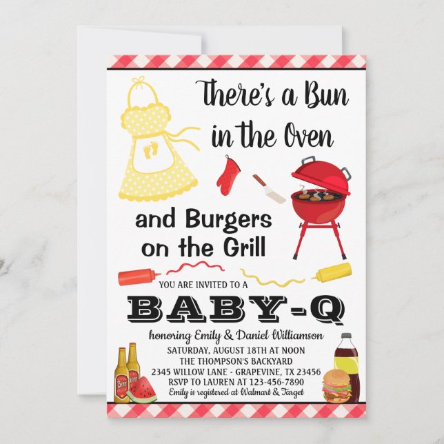 Gender Neutral BBQ Baby Shower Invitation (Front)
