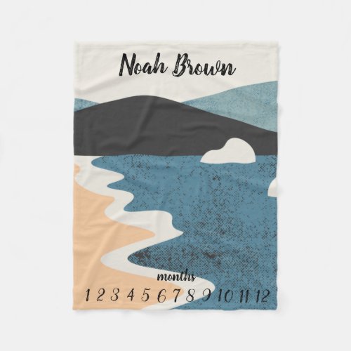 Gender Neutral Beach Monthly Milestone Fleece Blanket