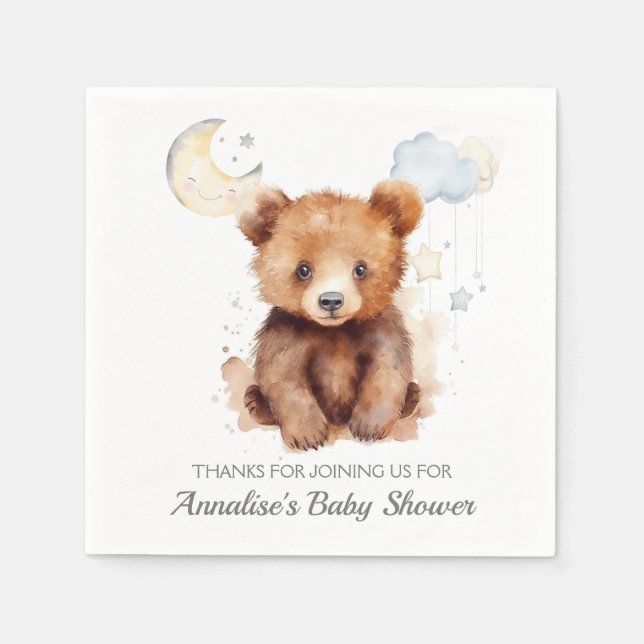Gender Neutral Bear Baby Shower Napkins (Front)