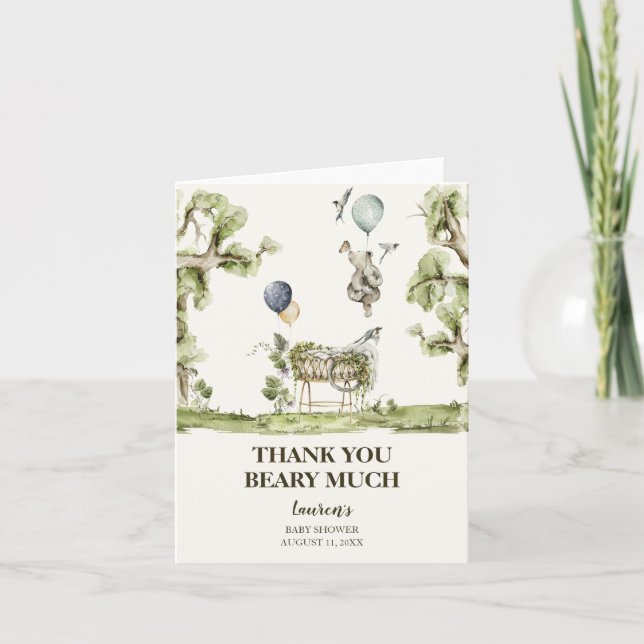 Gender Neutral Bear Baby Shower Thank You Card (Front)