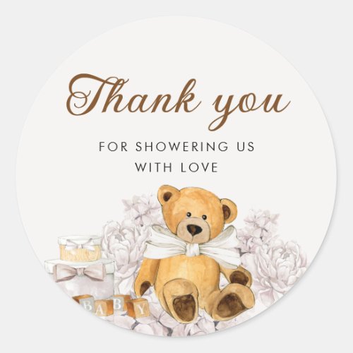 Gender Neutral Bear Baby Shower Thank You Classic Round Sticker