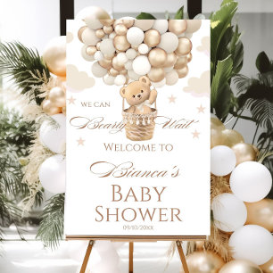 Gender Neutral Bear Balloon Baby Shower Welcome Foam Board