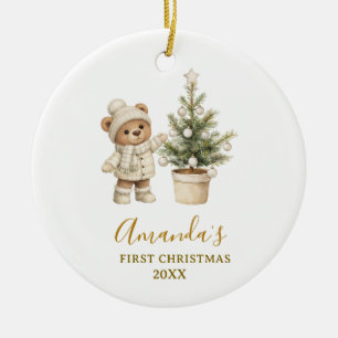 Gender Neutral Bear First Christmas Keepsake Ceramic Ornament