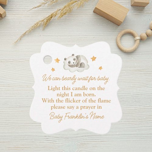 Gender Neutral Bearly Wait Baby Shower Candle Favor Tags