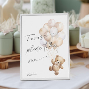 Gender Neutral Bearly wait, Modern Favors Sign