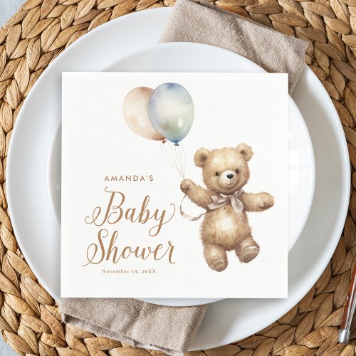 Gender Neutral Bearly Wait Teddy Bear Baby Shower Napkins