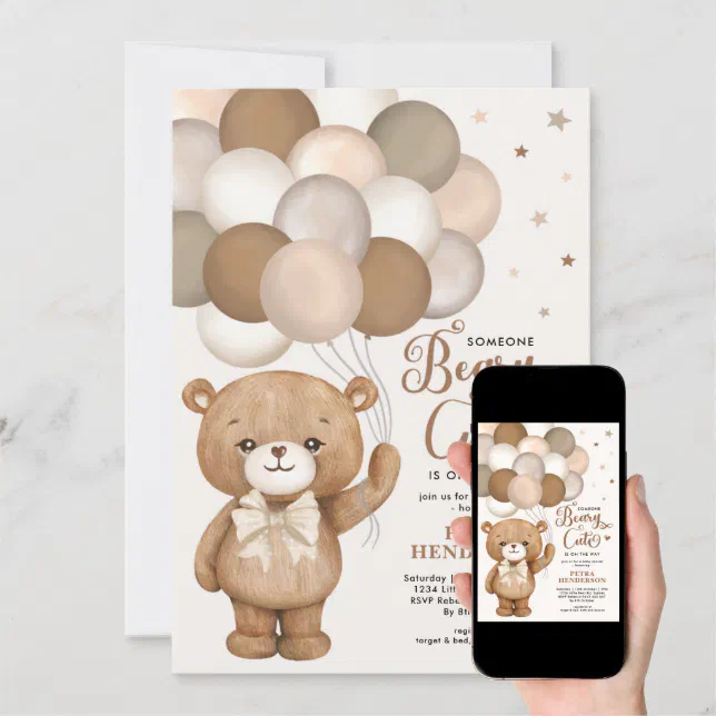 Gender Neutral Beary Cute Teddy Bear Baby Shower I Invitation | Zazzle