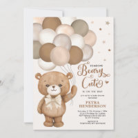 Gender Neutral Beary Cute Teddy Bear Baby Shower I Invitation