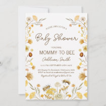 Gender Neutral Bee Wildflowers Baby Shower Invitation
