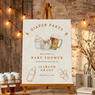 Gender Neutral Beer Diaper Baby Shower Welcome Foam Board