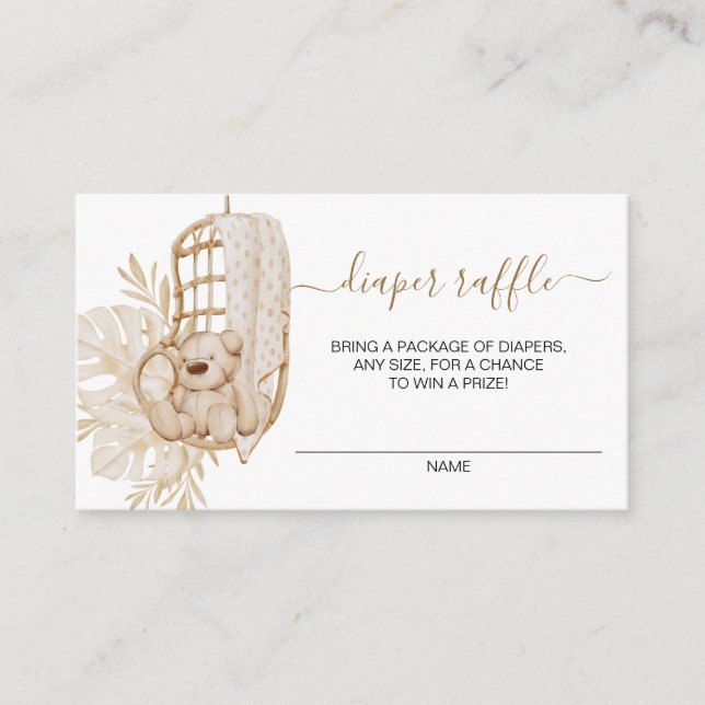 Gender Neutral Beige Boho Nursery Diaper Raffle Enclosure Card (Front)