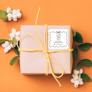 Gender Neutral Black Modern Baby Shower Thank You Square Sticker