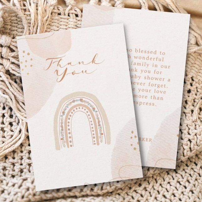 Gender Neutral Bohemian Rainbow Calligraphy Thank You Card (Creator Uploaded)