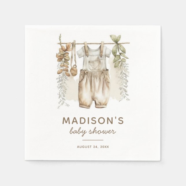 Gender Neutral Boho Baby Clothes Baby Shower Napkins (Front)