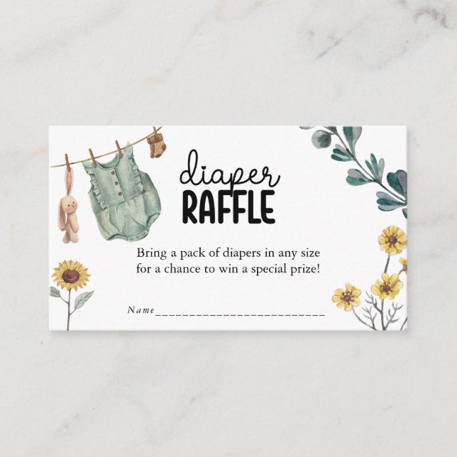  Gender Neutral Boho Baby Shower Diaper Raffle Enclosure Card (Front)